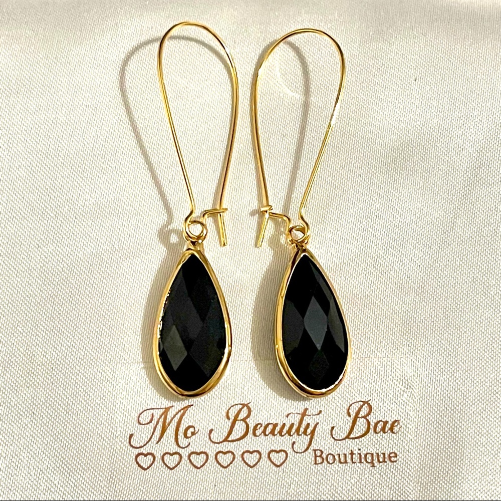 Gold Black Hoop Earrings